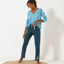 Haut de pyjama manches longues imprimé fleuri