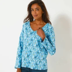Haut de pyjama manches longues imprimé fleuri