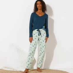 Haut de pyjama manches longues imprimé placé