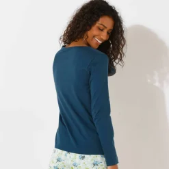 Haut de pyjama manches longues imprimé placé