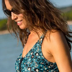 Haut de tankini imprimé asymétrique