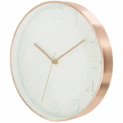 Horloge ronde, métal cuivré