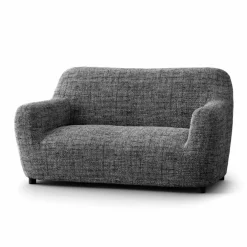 Housse bi-extensible microfibre effet faux uni pour fauteuil et canapé