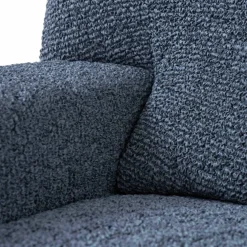 Housse bi-extensible microfibre effet faux uni pour fauteuil et canapé