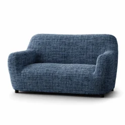 Housse bi-extensible microfibre effet faux uni pour fauteuil et canapé