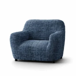 Housse bi-extensible microfibre effet faux uni pour fauteuil et canapé