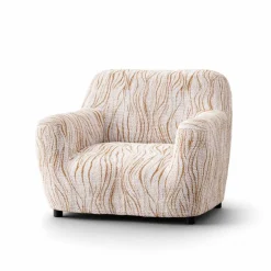 Housse bi-extensible microfibre imprimé vagues pour fauteuil et canapé