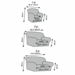 Housse bi-extensible microfibre imprimé vagues pour fauteuil et canapé