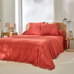 Housse coussin unie coton tissage artisanal - lot de 2