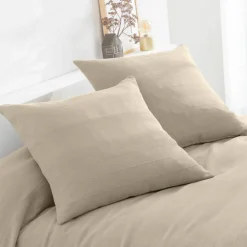 Housse coussin unie coton tissage artisanal - lot de 2