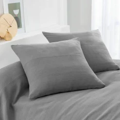 Housse coussin unie coton tissage artisanal - lot de 2