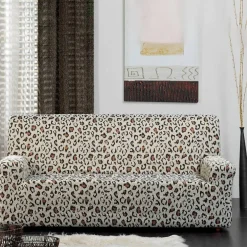 Housse de canapé extensible, jacquard léopard