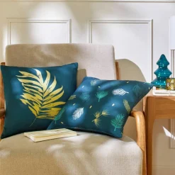 Housse de coussin motif feuillage, lot de 2