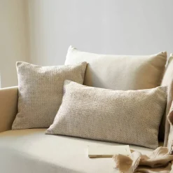 Housse de coussin unie tissage chenille - lot de 2