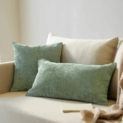 Housse de coussin unie tissage chenille - lot de 2