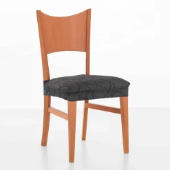 Housse extensible motif jacquard "serpentins" spéciale assise de chaise - lot de 2