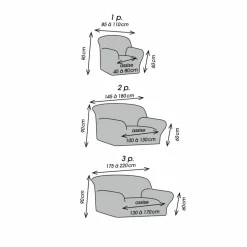 Housse texturée bi-extensible spéciale canapé fauteuil à accoudoirs