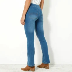 Jean bootcut ultra stretch, maille effet denim - petite stature