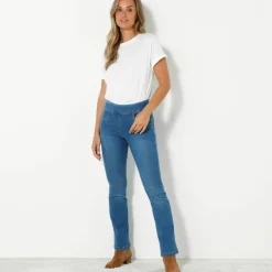 Jean bootcut ultra stretch, maille effet denim - petite stature