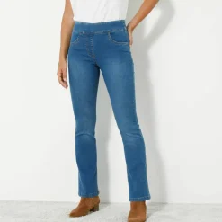 Jean bootcut ultra stretch, maille effet denim - petite stature
