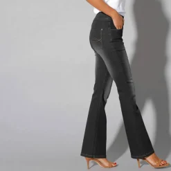 Jean bootcut ultra stretch, maille effet jean, grande stature