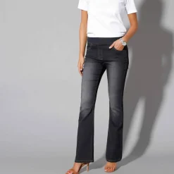 Jean bootcut ultra stretch, maille effet jean, grande stature