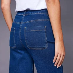 Jean coupe large taille haute, petite stature