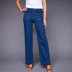 Jean coupe large taille haute, petite stature