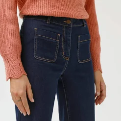 Jean coupe large taille haute, petite stature