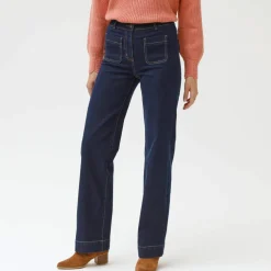 Jean coupe large taille haute, petite stature