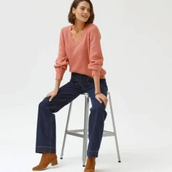 Jean coupe large taille haute, petite stature
