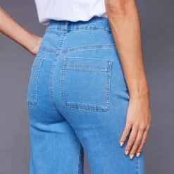 Jean coupe large taille haute, petite stature