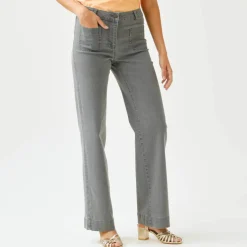 Jean coupe large taille haute, petite stature
