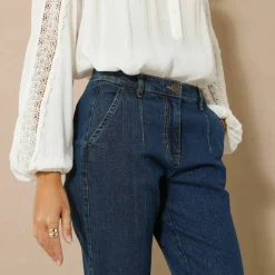 Jean coupe mom taille haute, stretch