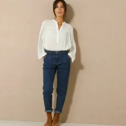 Jean coupe mom taille haute, stretch