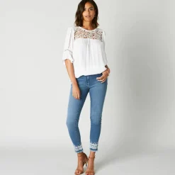Jean 7/8 fuselé brodé
