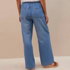 Jean large taille élastiquée, denim léger