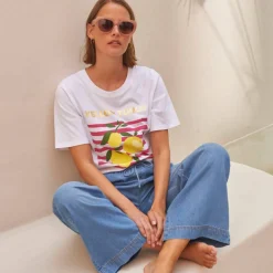 Jean large taille élastiquée, denim léger