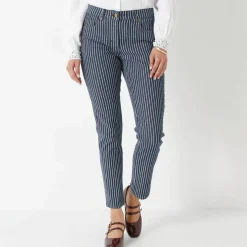 Jean 7/8ème rayé