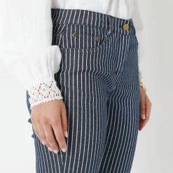 Jean 7/8ème rayé