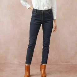 Jean slim taille haute, coupe raccourcie