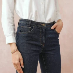 Jean slim taille haute, coupe raccourcie