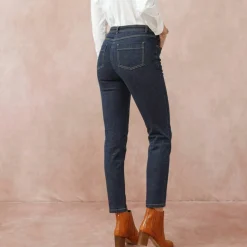 Jean slim taille haute, coupe raccourcie