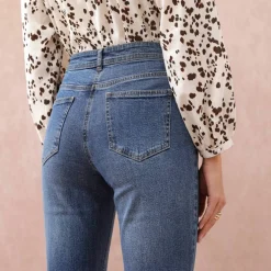 Jean slim taille haute, grande stature