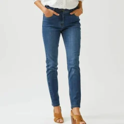 Jean slim, taille haute, petite stature