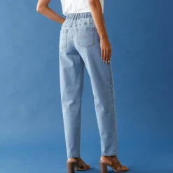 Jean stretch coupe mom confort, taille élastiquée