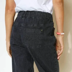 Jean stretch coupe mom confort, taille élastiquée