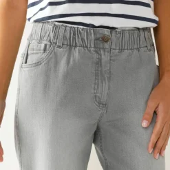 Jean stretch coupe mom confort, taille élastiquée