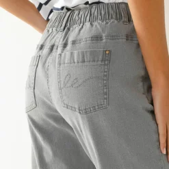 Jean stretch coupe mom confort, taille élastiquée