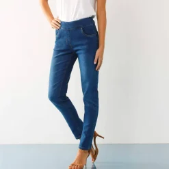 Jegging fuselé ultra stretch, maille effet jean